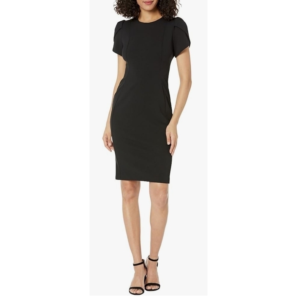 Calvin Klein Black Tulip Sleeve Sheath Dress